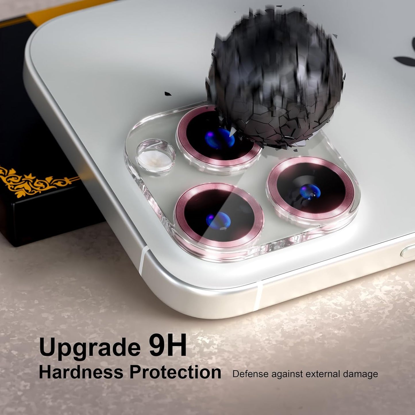 beuxece for 6 Pack iPhone 16 Pro/iPhone 16 Pro Max Camera Lens Protector [Drop Protection] [Case Friendly] [Easy Installation] 9H Tempered Glass Camera Screen Protector Cover, CD Pink