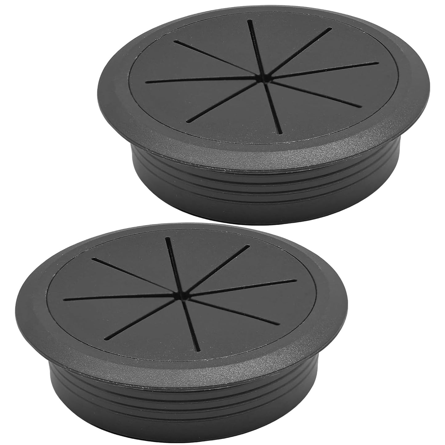 Desk Grommet 2-3/8" (60 mm), Desk Hole Cover for Cables Black, Cable Grommet ABS Plastic, Desk Hole Grommet for Office and Home Table Cable, Detachable & Flexible Cable Cord Organizer-2 Pcs
