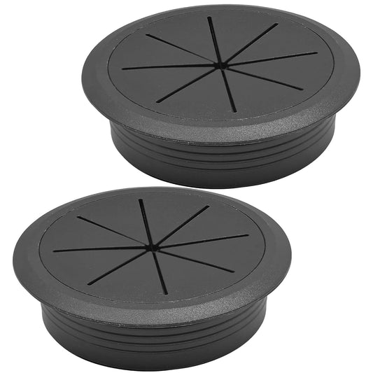Desk Grommet 2-3/8" (60 mm), Desk Hole Cover for Cables Black, Cable Grommet ABS Plastic, Desk Hole Grommet for Office and Home Table Cable, Detachable & Flexible Cable Cord Organizer-2 Pcs