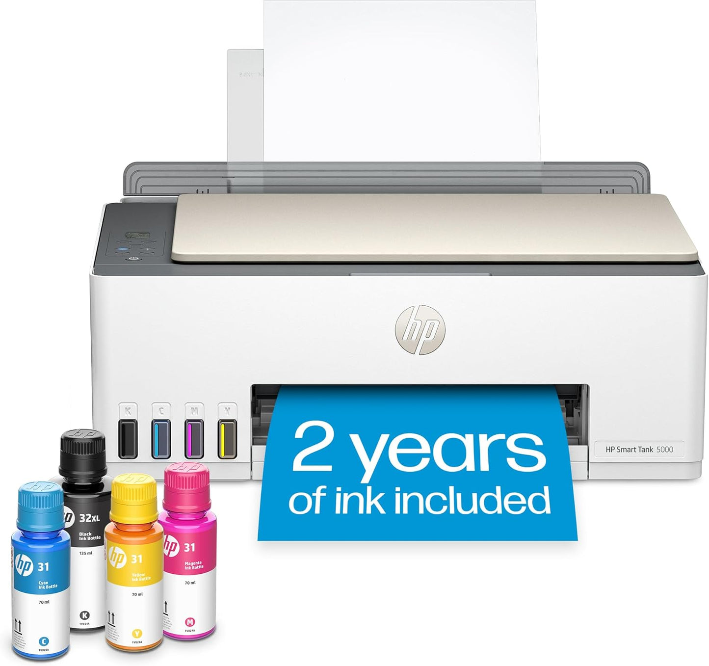 HP Smart Tank 5000 Wireless All-in-One Ink Tank Printer with up to 2 years of ink included, mobile print, scan, copy