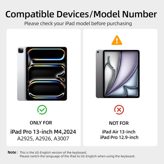 for iPad Pro 13 inch case 2024 with Keyboard M4,Magnetic Attach,Multi-Gesture Trackpad,7-Color Backlit,Shortcut Keys,Auto Sleep/Awake,Magic Keyboard for iPad Pro 13-inch M4 2024