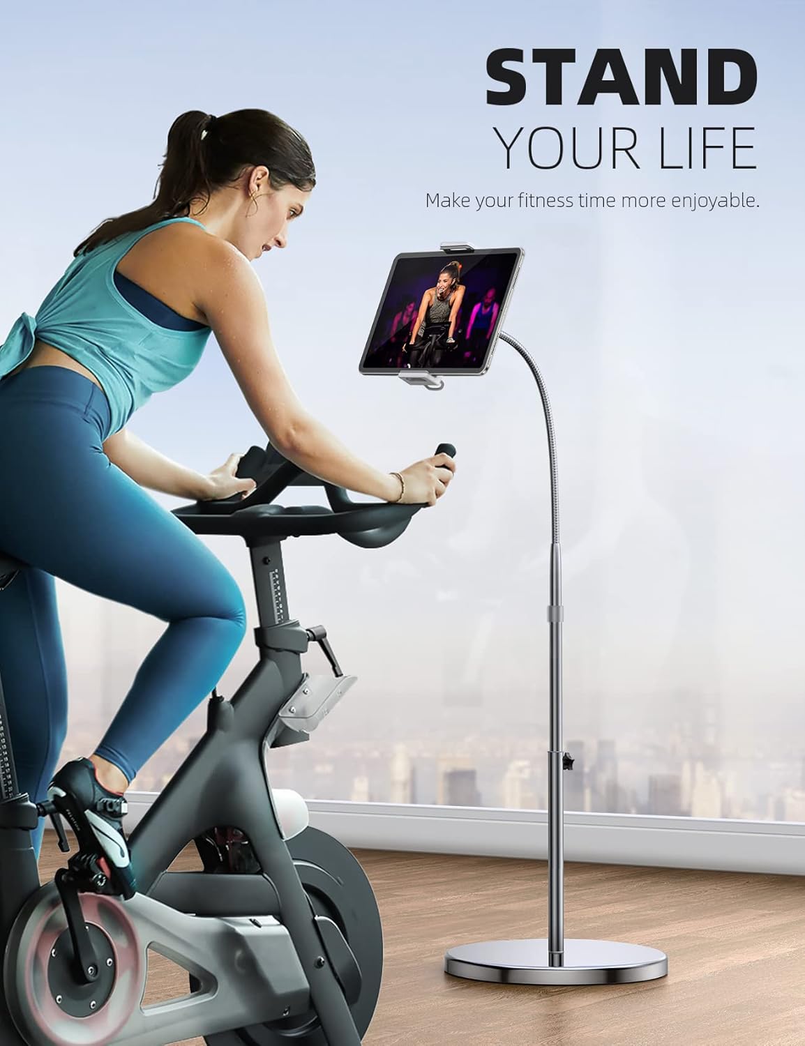 Lamicall Tablet Floor Stand Gooseneck - Swivel Tablet Holder Mount with Adjustable Height & 10.6lb Stable Base, for iPad mini Air Pro 12.9/9.7, Tab, Kindle, iPhone Air 17 Pro Max, Phones (4.7-13")