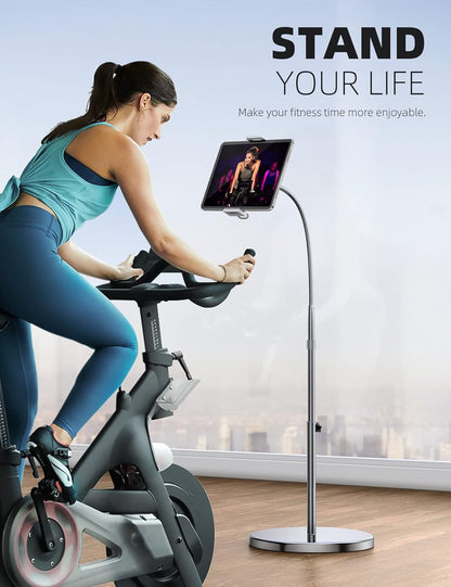 Lamicall Tablet Floor Stand Gooseneck - Swivel Tablet Holder Mount with Adjustable Height & 10.6lb Stable Base, for iPad mini Air Pro 12.9/9.7, Tab, Kindle, iPhone Air 17 Pro Max, Phones (4.7-13")