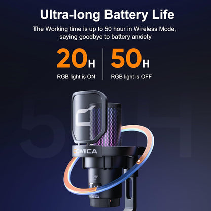 COMICA Ejoy Uni PRO(D) USB Wireless Gaming Microphone with Noise Cancellation, RGB Lights, Monitoring, Muting, Streaming Mic for Computer, PS5, PS4, Streaming, Podcast, Chat, Twitch, Discord