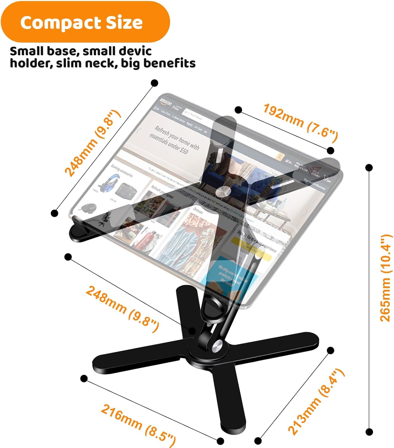 Laptop Stand with 360 Rotating Base, Computer Notebook Laptop Riser Metal Holder for Desk Collaborative Work, Fully Foldable for Easy Storage, Fits All MacBook, Laptops up to 16 inches, Black