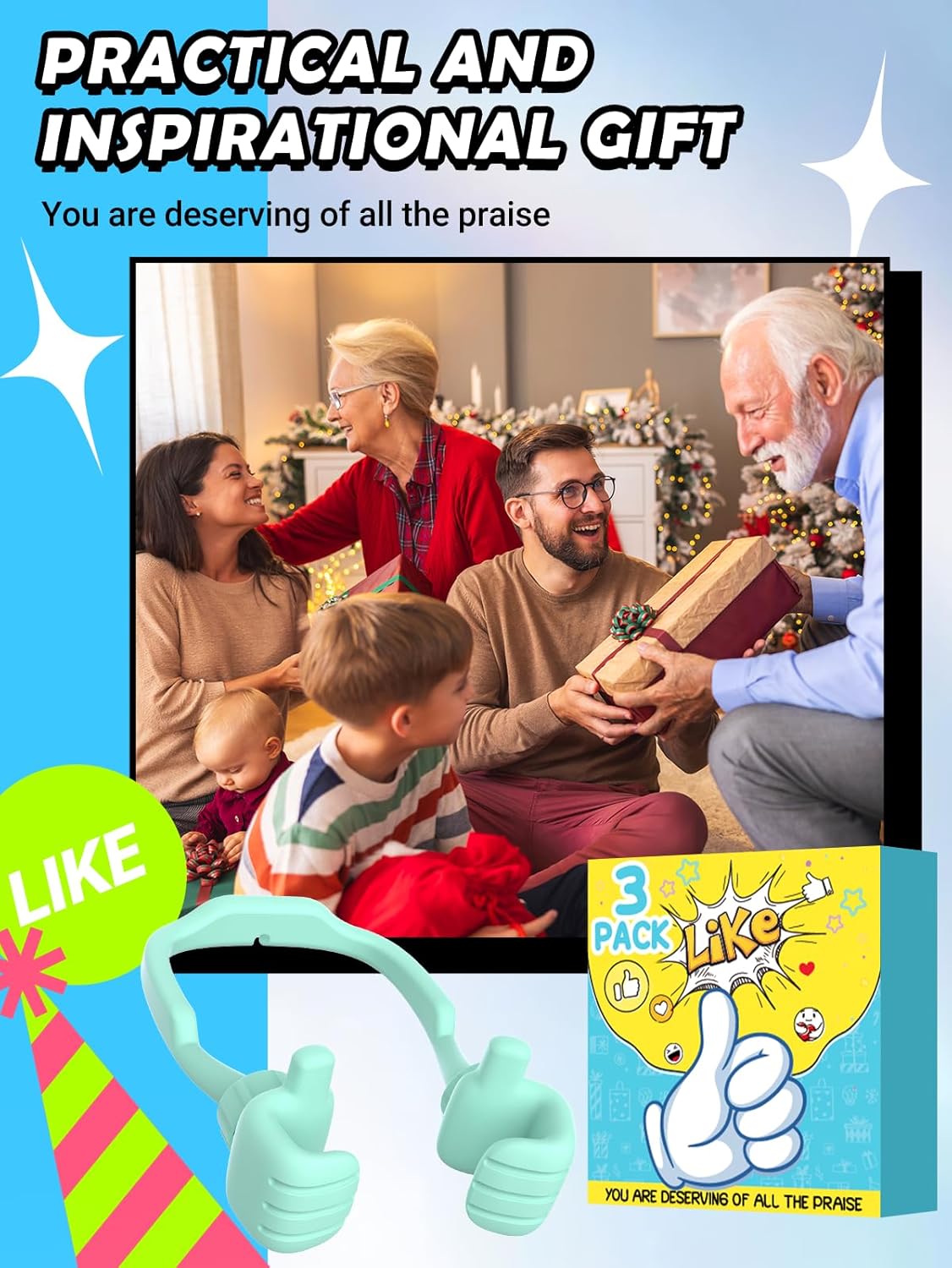 Cell Phone Holder Thumbs Up Lazy Phone Stand: 3 Pack Graduation Gifts for Teen Boys Him Kids 2025 Phone Stand for Desk Back to School Supplies Gifts for Men Birthday Funny Cool Gadgets Stuff Ideas