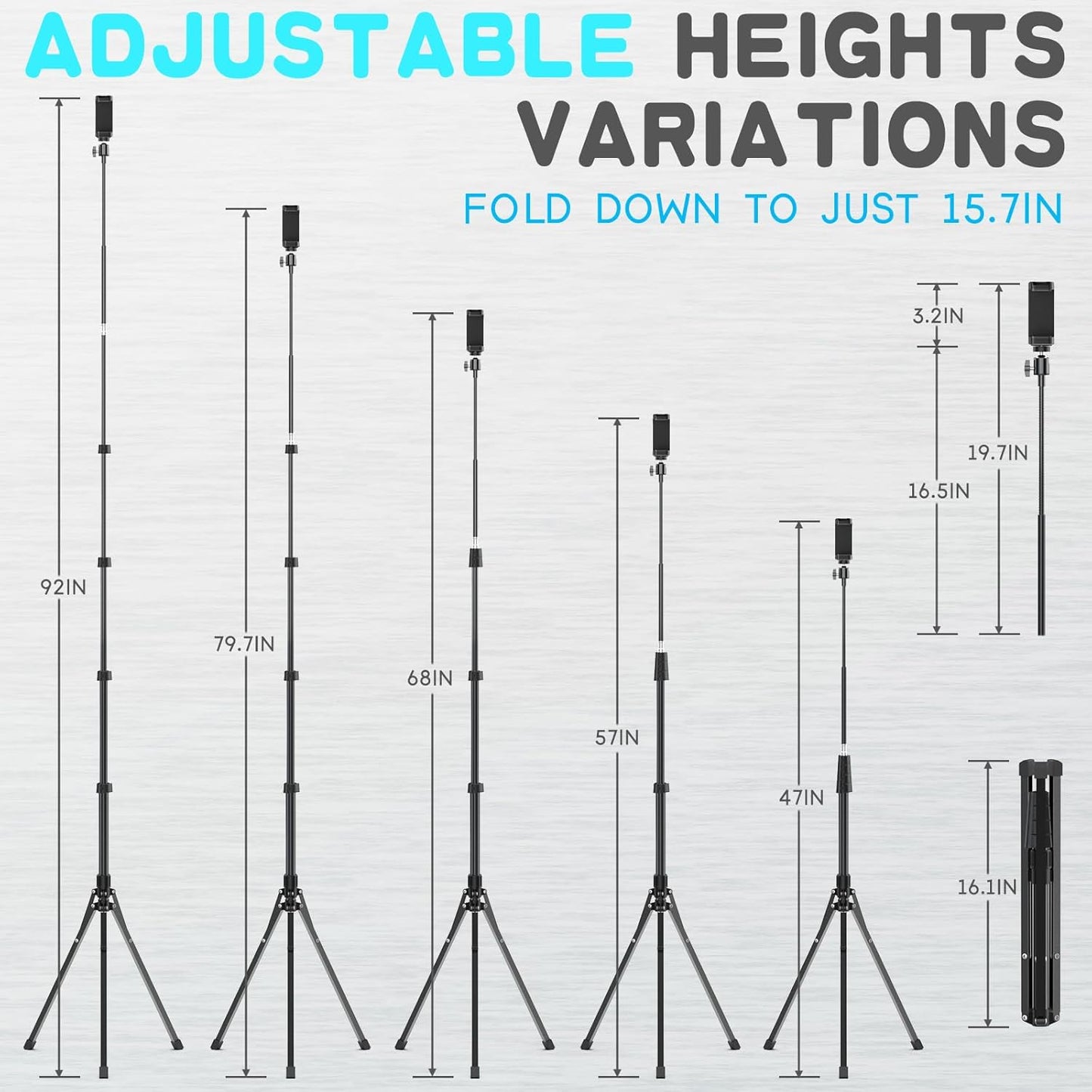 UBeesize 92’’ Cell Phone Tripod Stand with 16.5’’ Gooseneck and Remote, Overhead Tripod with Adjustable 360°Ball Head & Phone Holder for iPhone 14 Pro Max/Plus/13/12/11, Android Cell Phone