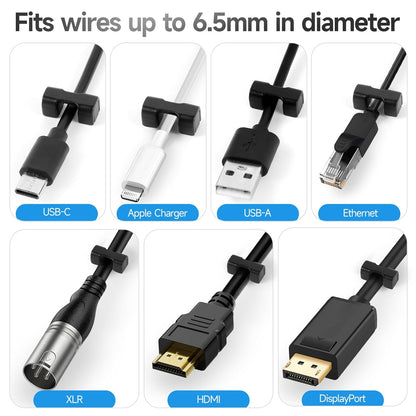 10 Pack Magnetic Cord Organizer Holder, Cable Clips - Strong Magnet Wire Management for Desk, Under Desk, Nightstand, Office, Car, Kitchen, Adjustable