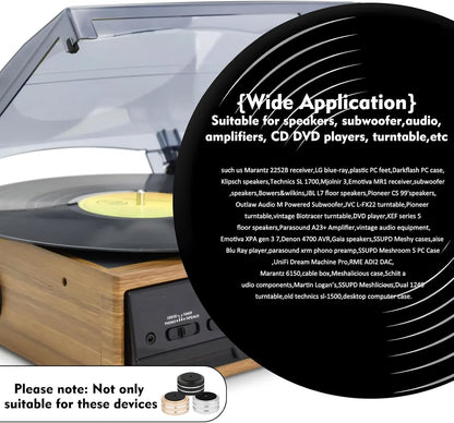 Monosaudio 4Pcs 40x20mm Speaker Isolation Feet Single-sided 3M Adhesives Speaker Spike Pads with Non-Slip Rubber Rings for Audio,Speakers, Subwoofers, Home Theater, Turntable DAC Feet Pad(Black Color)