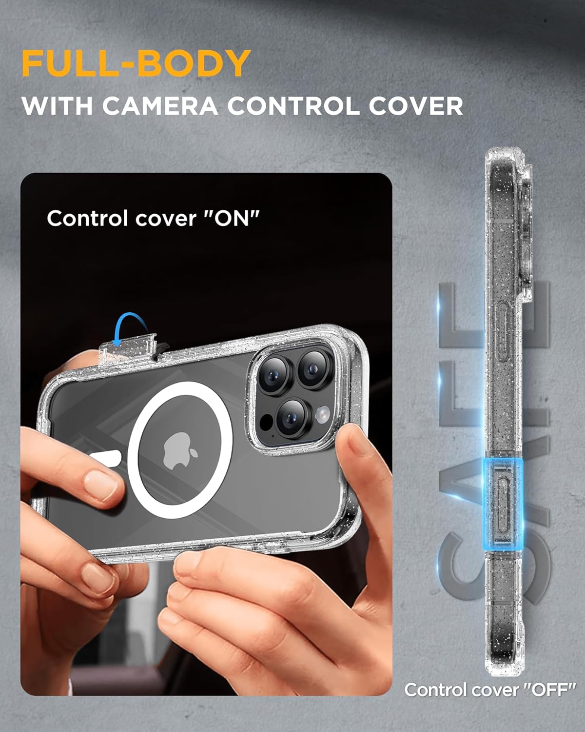 Miracase for iPhone 16 Pro Max Case 6.9'', [Bubble Free] Full-Body Bumper Phone case with Built-in Full Glass Screen &Lens Protector,Compatible with MagSafe,Drop Proof 16 Pro Max Cover,Clear Glitter