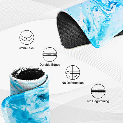 JIKIOU 3 Pack Mouse Pad with Stitched Edge, Comfortable Mouse Pads with Non-Slip Rubber Base, Washable Mousepads Bulk with Lycra Cloth, Mouse Pads for Computers Laptop Mouse 10.2x8.3x0.12in Blue Wave