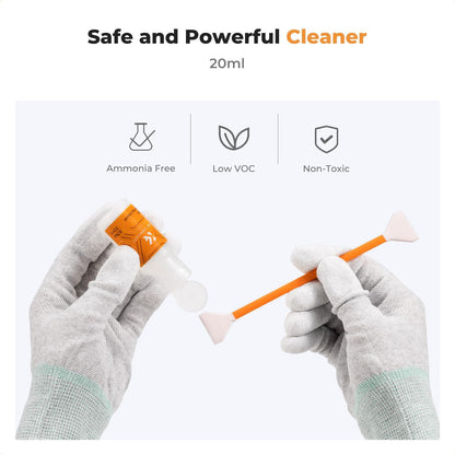 K&F Concept Full Frame Sensor Cleaning Kit, Mirrorless Camera Cleaner Kit - 20ml Sensor Cleaner, 10 X 24mm Double-Tipped Full Frame Sensor Cleaning Swabs & Gloves