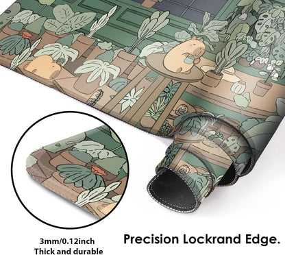 Galdas Gaming Mouse Pad XXL XL Large Long Extended Big Mousepad Non-Slip Rubber Keyboard Mouse Pad with Stitched Edges for Laptop Home Office (31.5x11.8x0.08 Inch) … (Green Window)