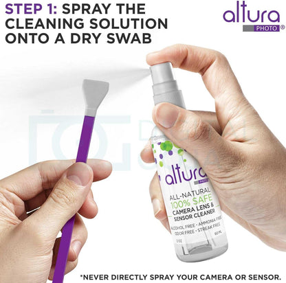 Altura Photo Professional Camera Cleaning Kit for APS-C DSLR & Mirrorless Cameras - Lens and Sensor Cleaner - Includes Case, Spray, Swabs, Blower, Brush, Tissue Paper