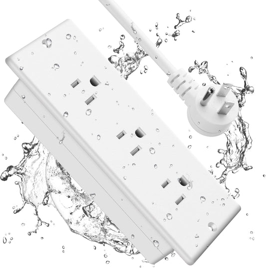 Conference Recessed Power Strip Socket Waterproof,Conference Table Splash Resistant Furniture Recessed Power Strip,Flush Mount with 3 Outlets,6ft Extension Cord,Flat Plug