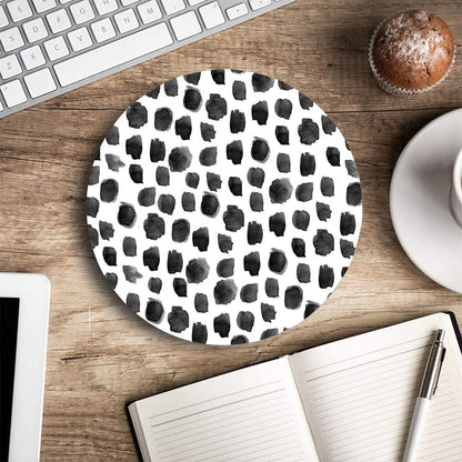 Round Mouse Pad, Polka Dot Print Premium-Textured Mouse Mat, Small Non-Slip Rubber Base Round Mousepad with Designs for Working and Gaming