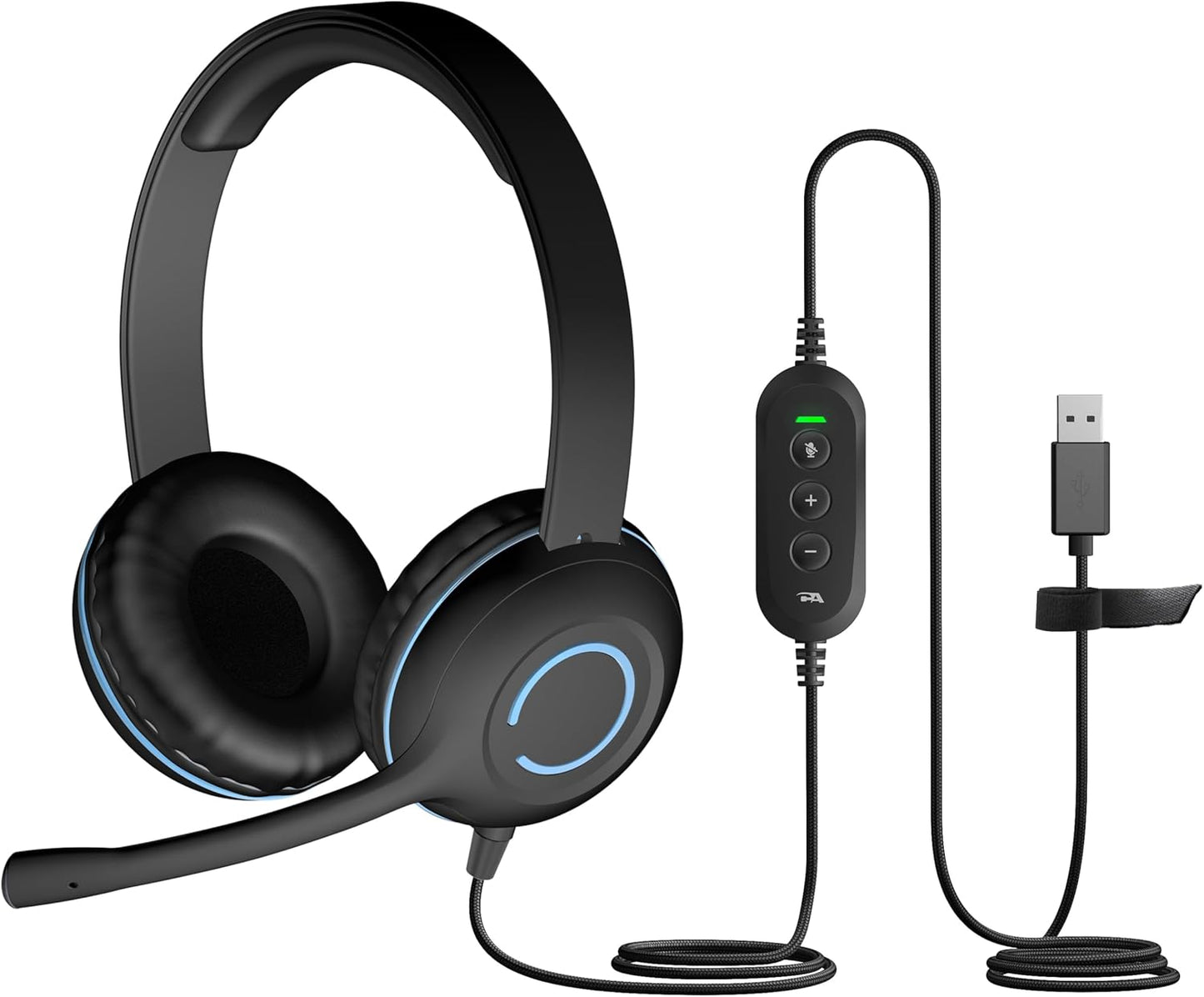 Cyber Acoustics USB Stereo Headset (AC-5008-80) – Durable, Crisp, and Clear Communication in Classrooms and at Home - 80 Pack