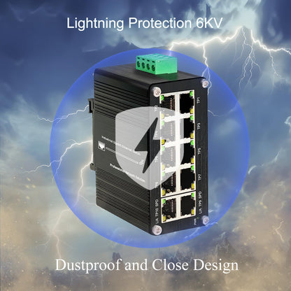 10-Port Gigabit Ethernet Switch,Industrial Design with Rugged Metal Case, Plug and Play, Full-Duplex Fast Ethernet Connectivity, Unmanaged Gigabit Switch, Compact Mini Size, Din-Rail or Wall Mount