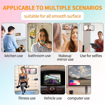 ZYCCER Double Sided Silicone Suction Phone Holder Mount,Compatible with iPhone and Android Cases Hands-Free Mirror Shower Phone Mount Strong Grip Holder (Green, Single Sided 1PCS)