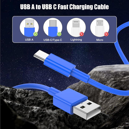 3-Pack Blue [3.3FT+3.3FT+6FT] USB A to USB C Cable, Compatible with iPhone 15/16, iPad, Samsung, MacBook, PS5 and More, Fast Charging, Carplay Cable