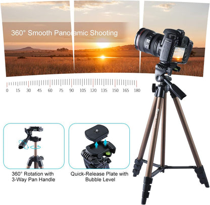 Endurax 60'' Tripod for Camera Canon Nikon DSLR, Camera Phone Tripod with Universal Holder, Carry Bag, Max. Load 6.6 lbs