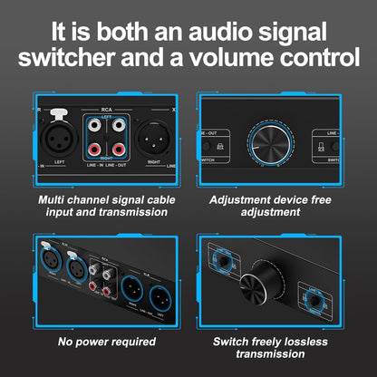 Y.D.F RCA and XLR Selector Switch Boxes, 2(1)-in-1(2)-Out RCA/XLR Speaker Switcher Selector, HiFi Balanced Stereo Audio Switcher/Converter Premium Selector Splitter Box with Volume Controller