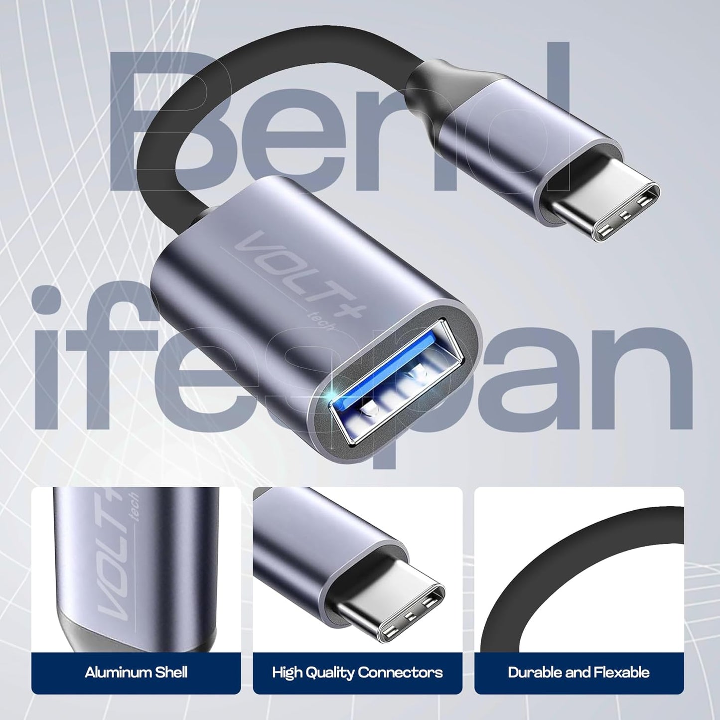 OTG USB-C to USB 3.0 Adapter [2Pack] Thunderbolt 3 Compatible with Apple MacBook Pro/Air iPhone 16 Pro Max/Plus/15 Samsung Galaxy S24/S23/S22/S21