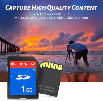 INDMEM SD Card 1GB, 6 Packs Class 4 1GB Flash Memory Card MLC Standard Secure Digital Cards Camera Card