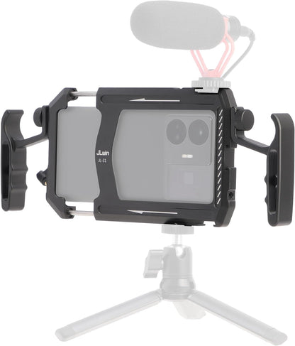 Foto4easy Universal Smartphone Video Rig,Aluminum Phone Video Stabilizer with Dual Handle Kit for iPhone for Samsung for Pixel and Other Android Phones