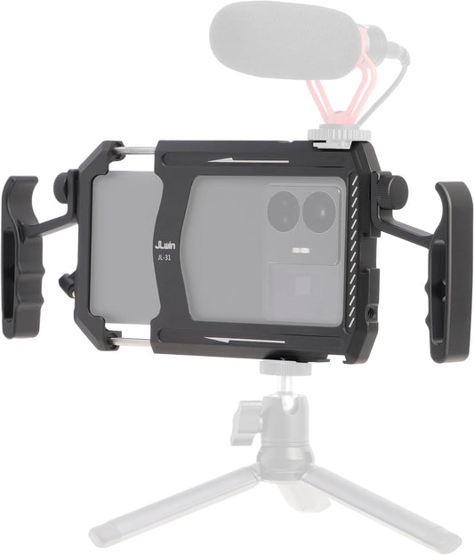 Foto4easy Universal Smartphone Video Rig,Aluminum Phone Video Stabilizer with Dual Handle Kit for iPhone for Samsung for Pixel and Other Android Phones