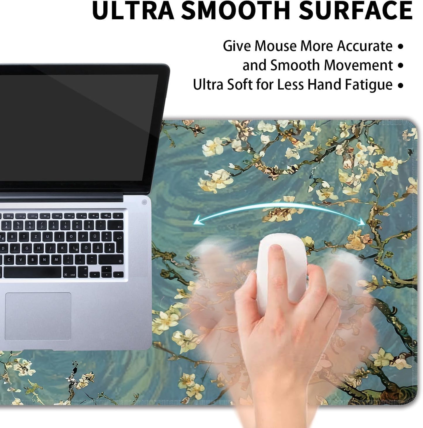 Almond Blossoms Large Mouse Pad,Gaming Keyboard Desk Pad,Extended Mouse Mat Non-Slip Rubber Base with Stitched Edges for Office Game Home XXL 35.4"x15.7"