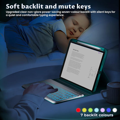 OYEEICE for iPad 9th Generation Case with Keyboard - Detachable Backlit Keyboard - 360 Rotatable Cover with Pencil Holder for iPad 9th/8th/7th Gen, iPad Air 3rd Gen & iPad Pro 10.5" - Teal