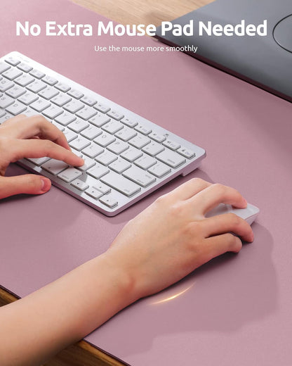 YSAGi Leather Desk Protector, Office Mat, Large Mouse Mat, Non-Slip PU Leather Blotter, Laptop Desk Pad, Waterproof Writing Pad for Office and Home (Pale Mauve, 23.6" x 13.8")