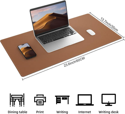 AFIING Dual-Sided Desk Pad, Natural Cork & PU Leather Large Mouse mats for Office and Home Work, Desk Protector Non-Slip, Waterproof, Easy Clean (Brown, 23.6" x 13.7")