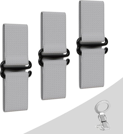 RESPECTED-BRO-3-PCS-Elastic-Strap for Magnetic Phone Grip Stand with Finger Strap, 4-in-1 Magnetic Ring Holder, Kickstand and Elastic Strap for Smartphones (Silver)