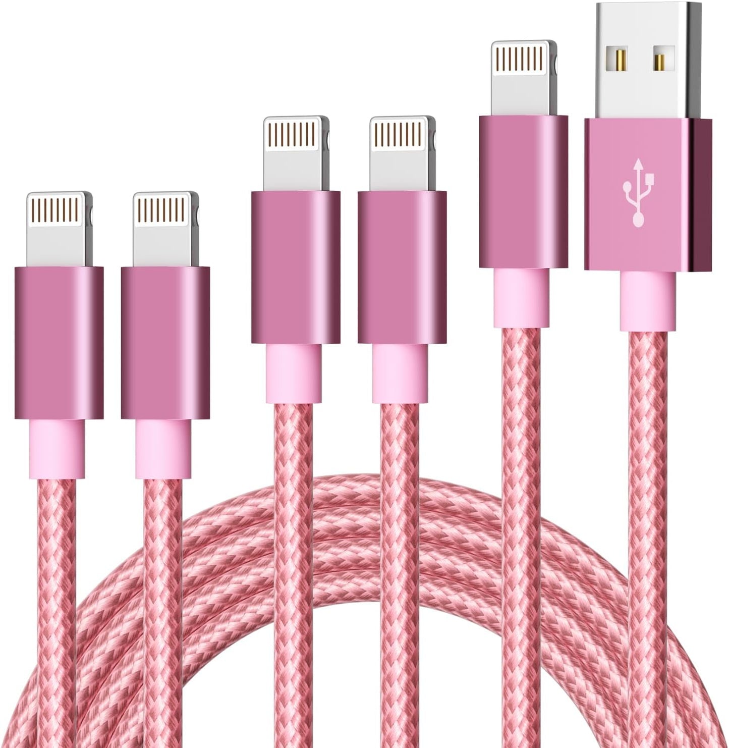 IDISON [MFi Certified 5Pack(3/3/6/6/10FT) iPhone Charger USB Lightning Cable Nylon Braided Fast Charging Cord Compatible iPhone14/iPad/iPod/All iPhones