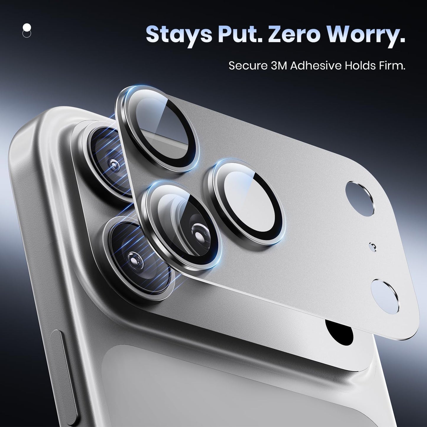 Hoerrye for iPhone 17 Pro Max Camera Lens Protector - [12FT Shatterproof Military Grade] [Strong Adsorption] Metal 9H+ Tempered Glass Camera Screen Full Protective Cover Case Friendly,Silver