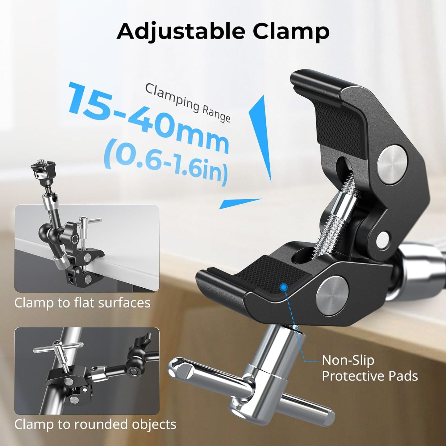 SMALLRIG 7 Inch Magic Arm with Crab-Shaped Clamp, Arm with 1/4"-20 Screw and Retractable Pins, for Action Cameras, Monitors, Video Lights, and Microphones - 5310