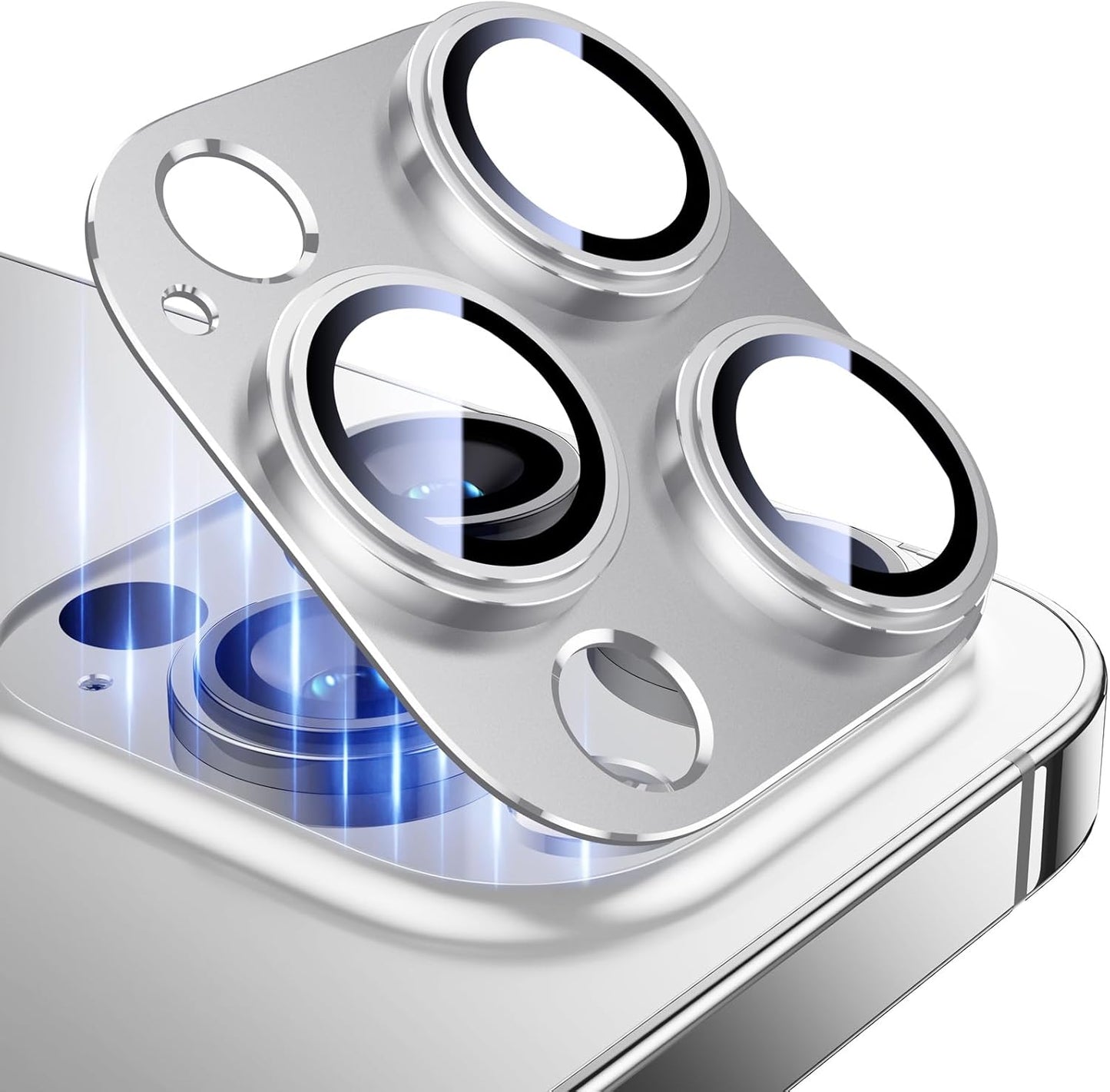 Esanik 2023 Upgrade 2 Pack for iPhone 14 Pro/iPhone 14 Pro Max Camera Lens Protector, Aluminum Alloy Metal matte Case Tempered Glass Camera Screen Cover, Scratch Resistant Case Friendly (Silver)