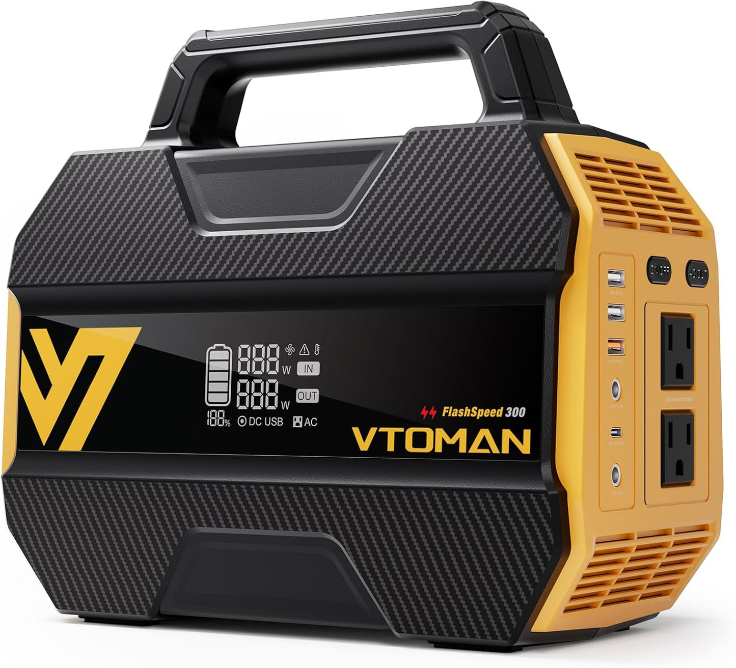 VTOMAN FlashSpeed 300 Portable Power Station 300W, 230Wh Solar Generator with LiFePO4 Battery Pack, 3000 Cycles, PD 100W USB-C, 6 Outlets for Outdoor Camping, RV, Off-grid, Home Backup
