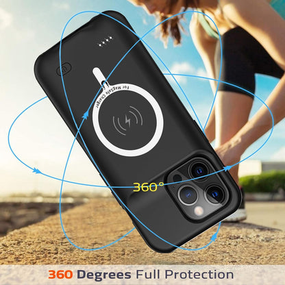 Battery Case for iPhone 13 Pro Max, Upgraded 10800mAh Rechargeable Portable Extended Battery Pack Supported Qi Wireless Charging Case Compatible with iPhone 13 Pro Max (6.7 inch) Charger Case (Black)