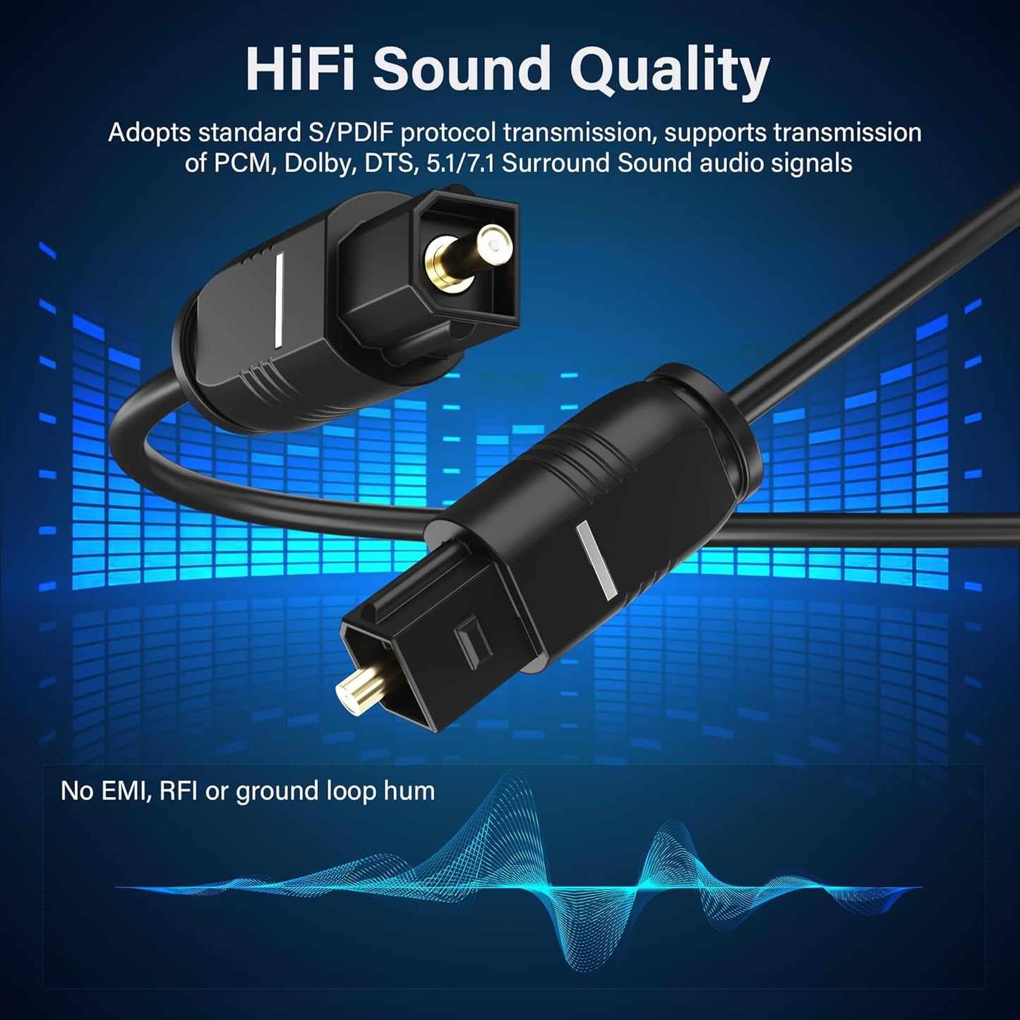 Adoreen Ultra-Thin Slim Digital Optical Audio Cable 6 FT/2 Pack, Fiber Optic Toslink SPDIF Cord Gold-Plated High-Speed Flexible & Durable for TV Soundbar Home Theater Game Console PS4 Xbox +Ties