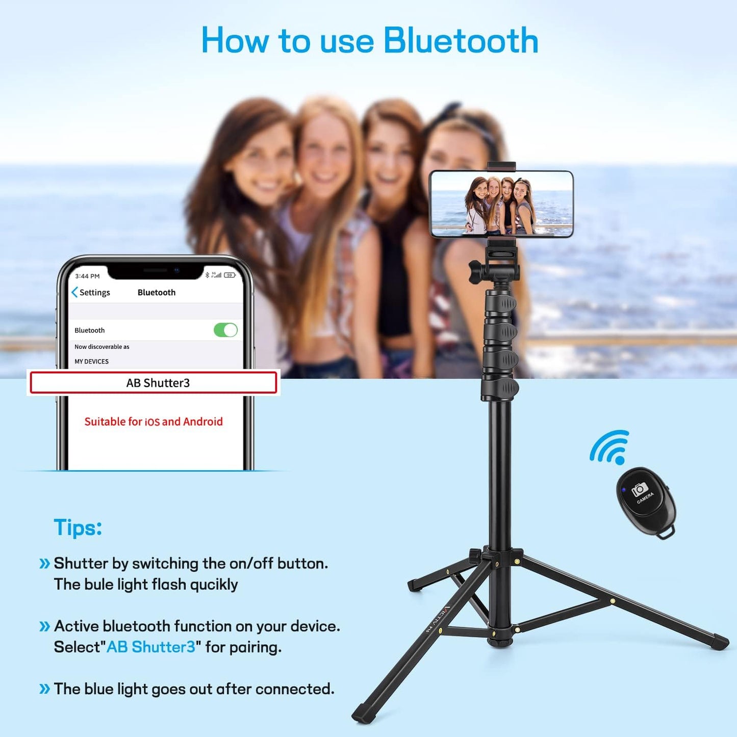 Victiv 68 inch/ 173cm Phone Tripod Stand, Selfie Stick Tripod for Filming with Remote &Smartphone Holder