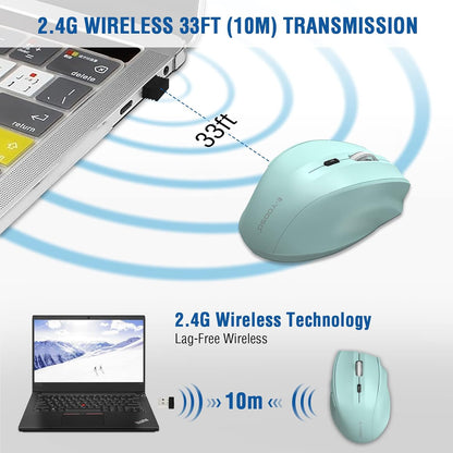 E-YOOSO Wireless Mouse for Laptop, Portable Optical Computer Mouse, 6 Buttons, Cordless 2.4GHz with USB Receiver, 5-Level 4800 DPI, 18 Months Battery Life for PC Chromebook Windows Mac