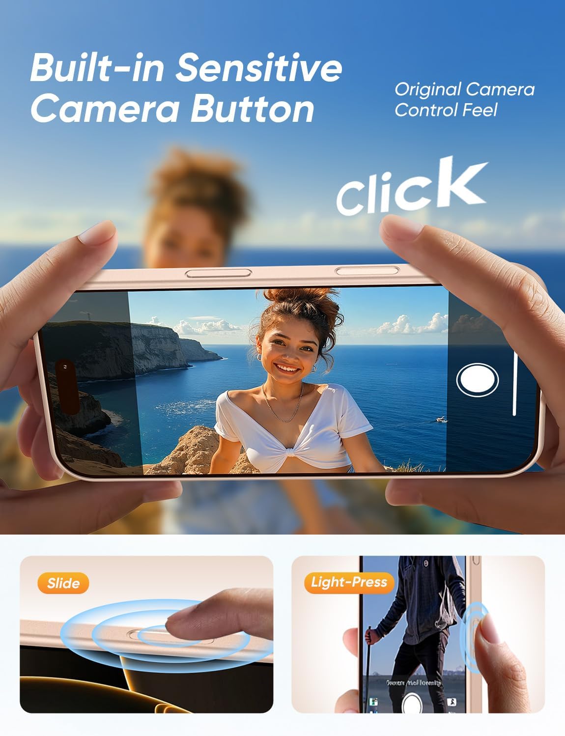 MAGIC JOHN 360° Rotatable Magnetic Invisible Stand for iPhone 16 Case [Camera Control Button] [Compatible with MagSafe] 16FT Shockof for iPhone 16 Case with Kickstand, Rose Gold