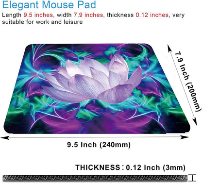 Lotus Mouse Pad Non-Slip Rubber Base Gaming MousePads for Computers Laptop Office,Cute Mouse Pads with Designs for Women,9.5"x7.9"x0.12" Inch(240mm x 200mm x 3mm)