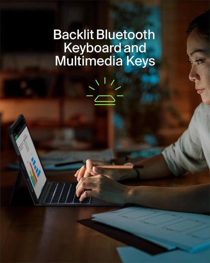 Belkin Everyday Keyboard Case w/Cradle, Backlit Bluetooth Keyboard, Multi-Gesture Controls, Magnetic Apple Pencil Storage Compatibility, & Multimedia Keys for iPad Air 10.9" & iPad Pro 11" - Black