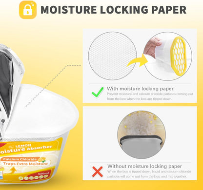 Vacplus Moisture Absorbers 6 Pack, 10.5 Oz Portable Humidity Absorber Boxes for Your Bathroom, Closet & Car, Dehumidifier with Lemon Fragrance, Yellow