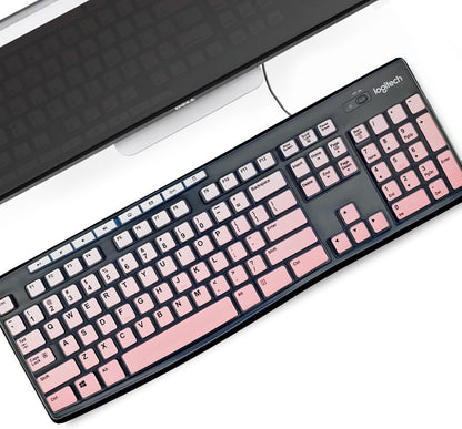 Keyboard Cover Silicone for Logitech K200 K260 K270, Keyboard Cover for Logitech K200 K260 K270 Ergonomic Wireless Keyboards, MK200 MK260 Keyboard Skin Waterproof Dustproof (Gradient Pink)