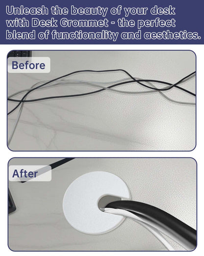 1-3/8 in. Hole Saw with 10PCS White Desk Grommet - Cable Management Kit for TV, Office, and Home Table - Hide Wires Behind Wall, TV Wall Cable Pass Through, Desk Cable Hole Covers